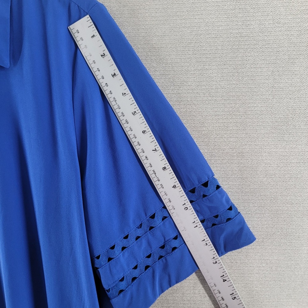 Chicos Dress Cinch Bubble Hem Shirt Size 2 / L Modern Sporty Chic Travel Cobalt - Picture 8 of 9